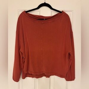 Free People Boat Neck Rust Oversized Long Sleeve X-Small